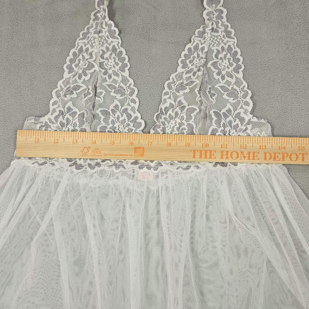 Victorias Secret Chemise Medium White Lace Halter‎ Dress Coquette Bridal Sheer - Picture 6 of 10